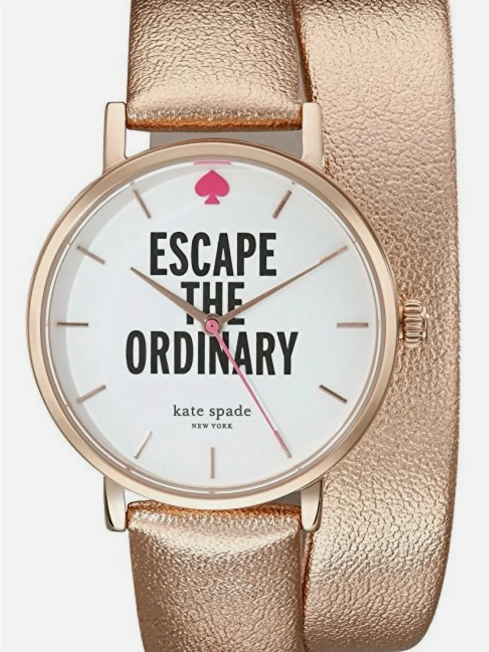 Kate Spade New York Women's Rose Gold Leather Band Watch 1YRU0301 Needs Battery